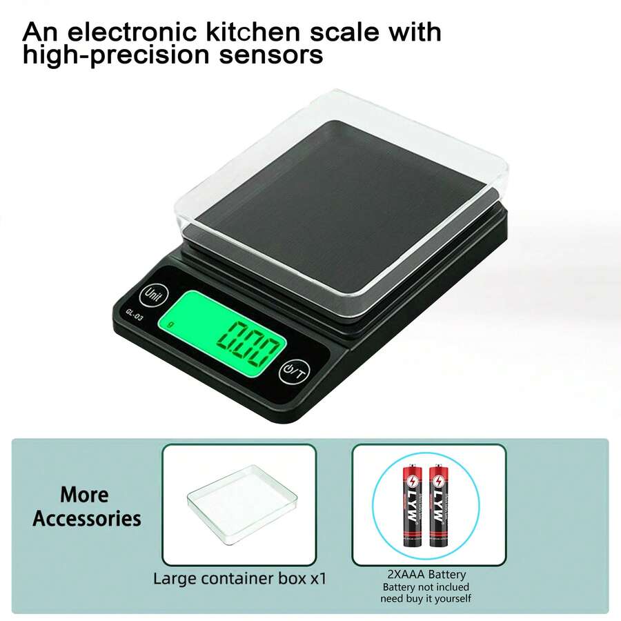 1pc Small Electronic Scale, Jewelry Scale, Gold Scale, Powder Scale. Can Quickly And Accurately Weigh Tea Leaves, Coffee Beans, Powders, Jewelry, Metals And Other Small Items. Max Capacity 500g, Suitable For Kitchen And Daily Measurement. This Product Does Not Include Batteries And Weights. - Multicolor - View 1