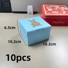 10pcs 4x4x2.5 Inch Easter Cookie Boxes, Rabbit Window Baking Boxes, Pie Boxes, Chocolate Strawberry Boxes, Fragile Heart-Shaped Boxes, Cooked Food Boxes, Cake Boxes, New Year Gift Packaging & Storage - Paper - View 9