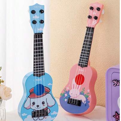 Toy Guitar, Family Gathering Music Toy, Puppy Ukulele With Animal Pattern, Realistic Playable Ukulele Toy