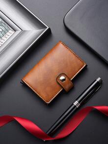 Aluminum Alloy Carbon Fiber Pattern Multi-Card Wallet, Automatic Pop-Up Card Holder, Unisex Credit Card Case, Easter - Multicolor - View 14