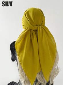 1pc Women Beach Accessories Solid Color Imitation Linen Square Scarf, Headwrap, Bandana, Suitable For Outdoor, Beach, Daily Wear, Holidays - A90 Imitation Cotton and Linen - View 10