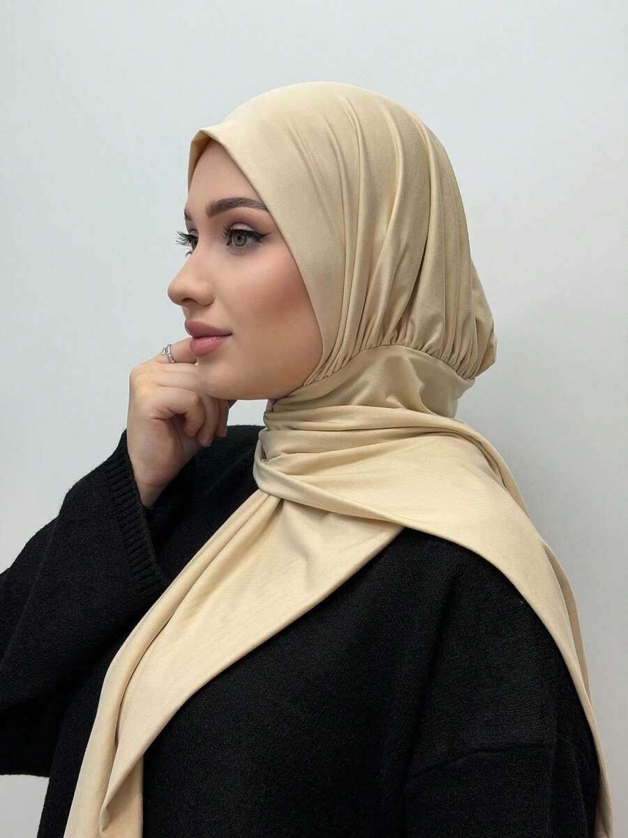 1 pezzo Hijab pronto da indossare realizzato in tessuto morbido, traspirante e anti-sfilacciamento, adatto per l'uso durante tutto l'anno e per l'uso quotidiano da parte dei musulmani.