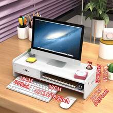 1pc Ergonomic Height Adjustable Computer Monitor Stand, Multi-Layer Storage Design Desktop Organizer With Pen Holder, Office Desk Monitor Shelf, Computer Screen Stand, Multi-Functional Storage Area - A - View 3