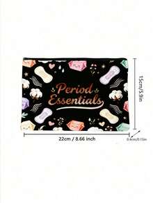 "Period Essentials"Storage Bag,Sanitary Pad Pattern Makeup Pouch, Travel Toiletry Bag, Multi-Purpose Organizer, DIY Categorized Storage, Women's Menstrual Care Gift, Single-Sided Print Design, Ideal For Pa, Travel - Black - View 8