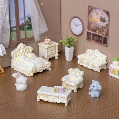 1pc Micro Landscape Baroque Furniture Sofa Bed Miniature Doll House Diy Decorative Accessories Mini Pendant