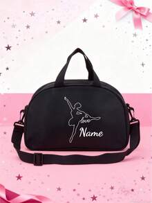This Half-Circle Ballet, Yoga And Dance Print Tote Bag Can Be Customized With Your Personal Name Or Holiday Greetings. It Comes With An Adjustable Shoulder Strap And Has A Fashionable, Casual Design. This Is A Multi-Functional, Decorative, Stylish, Colorful And Charming Gift. - Multicolor - View 4