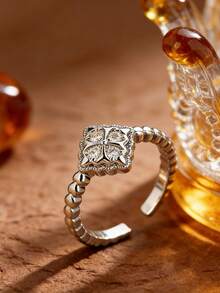 1 chiếc nhẫn hình hoa cỏ ba lá đang thịnh hành, thiết kế độc đáo theo phong cách Hàn Quốc trên , đính đá lấp lánh, đa năng. - nhẫn - Xem 2