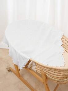 Handmade Embroidered Personalized Name Kids Knitted Blanket, Soft Wavy Edge Baby Throw Blanket - White - View 4