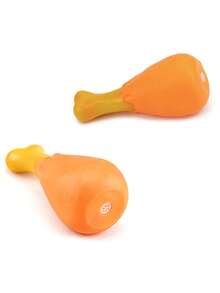 2pcs Squeaky Rubber Chicken Leg Pet Toy, Dog Chew Toy Squeaky Rubber Round Chicken Leg - Orange - View 7