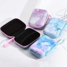 1 pieza Estuche rígido de material EVA con diseño de patrón de mármol, adecuado para cables/cargadores/auriculares inalámbricos/ratón, etc. Diseño con cremallera y asa portátil. Organizador digital, estuche para cargador, organizador de cables, bolsa de viaje, esencial para vacaciones - Multicolor - Ver 8