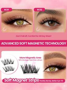 4 pares de pestañas magnéticas con aplicador, sin necesidad de pegamento, look natural 3D de mink falso, pestañas postizas magnéticas suaves, reutilizables y resistentes al agua para maquillaje diario, kit de pestañas magnéticas mejorado, sin delineador ni pegamento, pestañas para principiantes y amantes del maquillaje - Negro - Ver 5