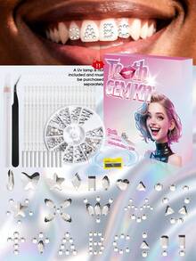 210pcs Tooth Gem Kit, 12grids DIY Crystals Jewelry Kit Teeth Gems Set, Bling Professional Fashionable Tooth Gems Starter Set - Multicolor - View 11