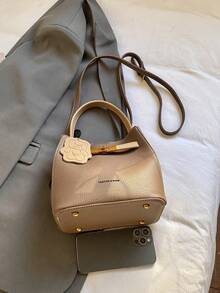 New Fashionable Minimalist Versatile Casual Bucket Bag, Handheld & Shoulder Crossbody - Coffee - View 6