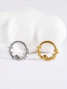 1PC Stainless Steel Skull Vine Septum Clicker Ring Heart Zirconia Nose Ear Tragus Cartilage Daith Helix Piercing Body Jewelry 16G - As Shown - View 4