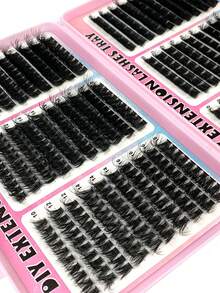 500片装200D/160D/120D/100D/80D/60D高密度睫毛册簇状合成貂毛假睫毛，浓密蓬松，纤长卷翘，0.07mm D卷度，长度10-18mm混合，自然柔软，适合各种妆容，可重复使用 - D - 查看 4