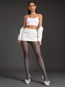 50D 透明紧身打底裤，女士春夏弹力修身连裤袜，塑形柔软舒适打底裤，百搭休闲长袜 - 淺灰色 - 查看 3