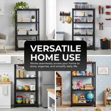 Crystals Plastic Storage Shelving Unit – 3-Tier, 4-Tier & 5-Tier Heavy-Duty Organiser Rack For Home, Garage & Utility - Black - View 10