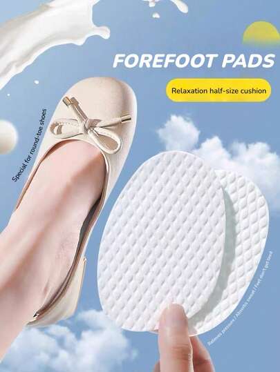 1 Pair Women's Latex High Heel Forefoot Pads, Sweat-Absorbing Breathable Cooling Wood Pulp Half-Size Insoles