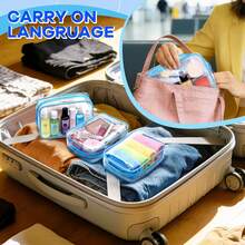 3pcs TSA Approved Transparent Travel Toiletry Bag, Waterproof Cosmetic Bag For Carry-On Luggage, Women Toiletries Bag Wash Bag Shower Bag Waterproof Bag Large Capacity For Women Packing Cubes Travel Essentials For Women Cruise Essentials Vacation Essentials Travel Stuff - Blue - View 9