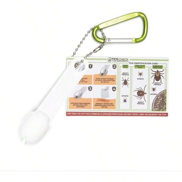 Tick Remover Spoon Keychain - Lightweight Tick Remover With Tick ID Card Carabiner