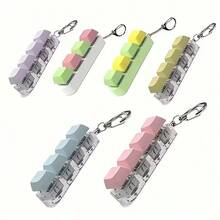 1pc 4-Key Keyboard Keychain Stress Relief Toy, Finger Keyboard Toy, Multiple Colors Available, Tension/Pressure, Unisex Keycap Keychain Pendant Decoration - Multicolor - View 4