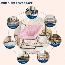 Silla de plato plegable plegable de gran tamaño con piernas de metal, silla de salón de acento de piel falsa suave Silla de lectura portátil para dormitorio, sala de estar, dormitorio - Polvo para la piel - Ver 7