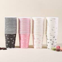 10 piezas/20 piezas/40 piezas, Taza de papel con lazo rosa/negro/blanco, Taza de café desechable de 9 onzas (4 estilos) con tema de lazo, Decoraciones y suministros para fiesta de cumpleaños, boda, despedida de soltera, fiesta del té, fiesta de soltero, decoración del Día de San Valentín - Ver 2