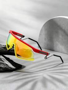 Lunettes de vélo cyberpunk, monture large à verres d'une seule pièce, branches en métal léger. Lunettes de sport fonctionnelles pour le cyclisme, la course et les activités de plein air pour hommes - Multicolore - Voir 3