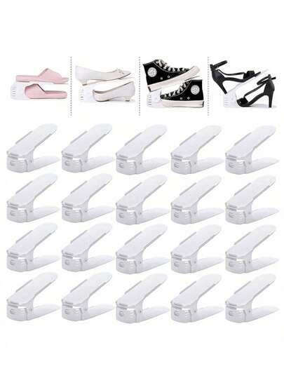 1 Stück verstellbares 2-stöckiges Schuhregalsystem, geeignet für Regale, Schränke, Böden, Eingangsbereiche, platzsparend