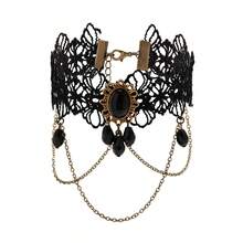 1pc Metallic Glossy Water Drop Bangle, Fashionable Black Lace Sexy Arm Chain Bracelet - Black - View 6