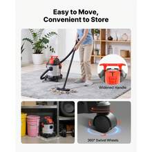 Shop Vac, 5.8 Gallon Wet Dry Shop Vacuum, 4 Peak HP With One-Button Self-Cleaning, Dual-Filter, 900W Input Power, 1.25in X 7ft Hose, 9.8ft Cord, Metal Tank For Jobsite, Workshop, Garage, Home - Xem 8
