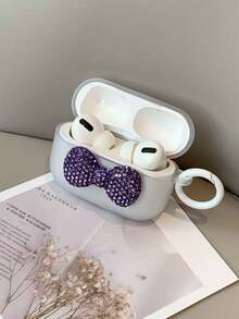 Estuche para auriculares Bluetooth con aplicaciones de cristal rhinestone y lazo compatible con Apple Pro 2nd Generation - corbata de moño - Ver 3