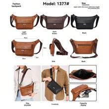 新款复古男士胸包，单肩包，大容量腰包，高端运动斜挎包 - 多色 - 查看 8