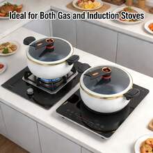 白色搪瓷铸铁锅，家用炖锅，汤锅，焖锅，适用于电磁炉和燃气灶 - 查看 3