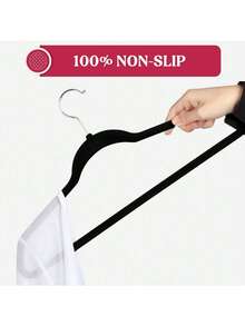 50pcs Black Velour Home Use Anti-Skid Clothes Hanger-Perfect For Various Clothing Items,Spring,Minimalist,Summer Tops - View 6