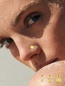 925 Sterling Silver Minimalist Geometric Round Nose Ring/Stud, Flat Bottom Nose Piercing Accessory - Single - View 1