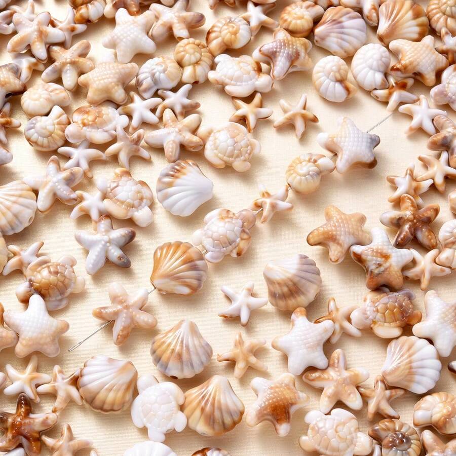 100-200 buah Manik-manik Aneka Warna Bertema Pantai dan Laut Musim Panas, Manik-manik Dekoratif Kecil Berwarna-warni Cocok untuk Pembuatan Perhiasan DIY, Gelang, Kalung, dan Proyek Kerajinan Tangan - MultiWarna - View 1