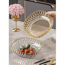 8-9 Inch Handpainted Gold Round Crystal Glass Fruit/Candy Bowl, Elegant Decorative Serving Bowl - Multicolor - View 4