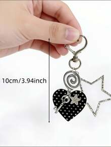 1 Unisex Dark-Style Heart-Shaped Phone Charm And Bag Accessory, Black Cool Star Phone Lanyard, Versatile And Exquisite Pendant - Multicolor - View 4