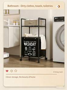 1pc Multi-Layer Bathroom Storage Rack With Swivel Wheels, Laundry Hamper, Lingerie & Clothing Organizer - Multicolor - View 12