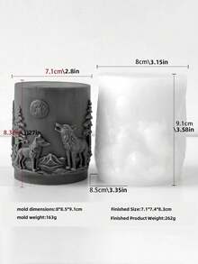Wolf Relief Cylindrical Candle/Mold - Flexible Silicone Animal Wolf King Wax/Resin/Soap Mold, Realistic Texture, Suitable For DIY Handmade, Handmade Candle Making, Wedding Souvenirs, Soap Making, Resin Art - Wolf Head Relief Cylindrical Mold - Wolf Head Cylinder - View 10