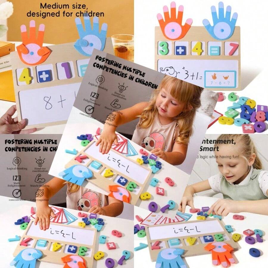 Montessori Math Board Toy - Double-Sided Finger Counting Number Tracing Board Number Blocks Wooden Math Manipulatives For Ages 3-6 Preschool Classroom Homeschool Educational Games - As Pic - View 1