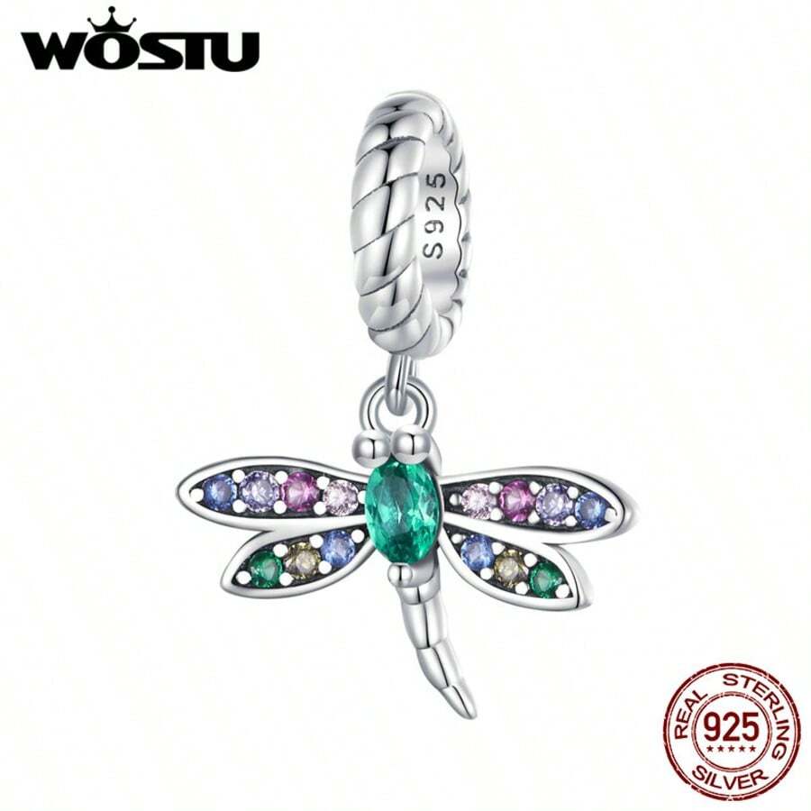 WOSTU 1件925纯银蜻蜓吊坠，适合作为生日礼物，也可DIY制作手链、项链和其他首饰。