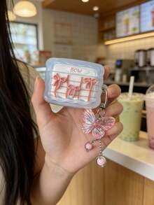 蝴蝶结耳机盒，带蝴蝶吊坠，甜美少女风，兼容苹果 1/2、Pro、3、Pro 2、4、Pro 3 蓝牙耳机充电盒 - 彩色 - 查看 3