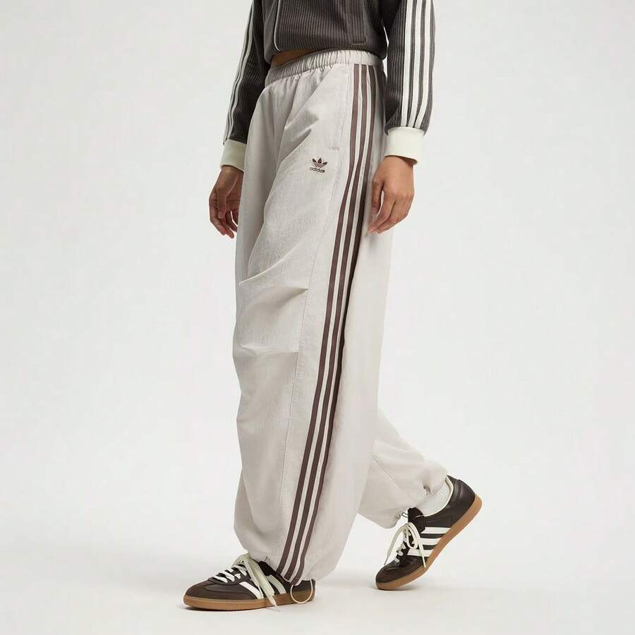 Adidas Originals Women's CURVED PANT W Elastic Waist Casual Versatile Woven Sports Pants KS3325 - Beige - View 1