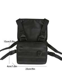 TIANDINGYU 时尚运动胸包，多功能肩带胸包，战术包，外卖员手机包，骑行跑步包，生日/节日礼物（带钥匙扣） - 黑色 - 查看 4