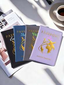 定制个性化护照夹，定制姓名文字护照套，旅行礼物，周年纪念礼物，圣诞礼物，情人节礼物，节日/度假礼物，简约风格皮革护照保护套 - 彩色 - 查看 3