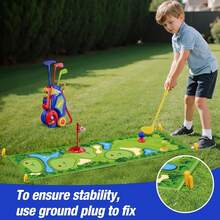 Toddler Golf Set With 4 Clubs, 8 Balls, 2 Practice Holes, Nique Shoulder Strap Design, Putting Mat & Pull Cart, Indoor And Outdoor Golf Toys Gifts - Blue - View 4