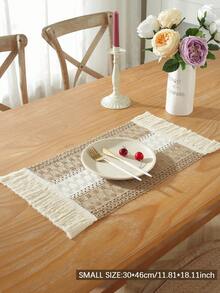 1 件复古钩针亚麻桌旗，带花边流苏，质朴蕾丝桌布装饰，适用于咖啡桌、梳妆台、餐桌、家居装饰、派对、婚礼 - 彩色 - 查看 10