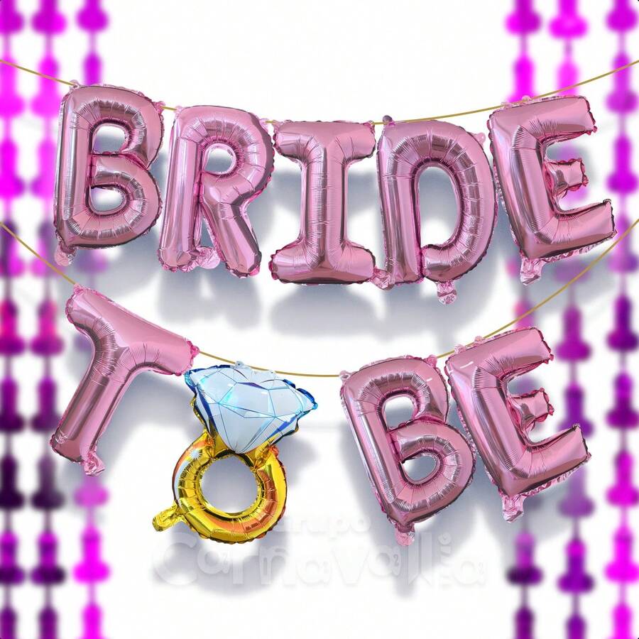 Metallic Pink "Bride To Be" Balloon Sign For Bachelorette Party - 查看 1